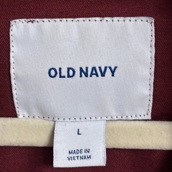 Old Navy Jacket L Burgundy Full Zip Drawstring Utility Coat Fall Layering Casual - Picture 8 of 10